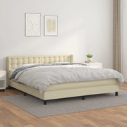 vidaXL Giroletto a Molle con Materasso Crema 160x200 cm in Similpelle