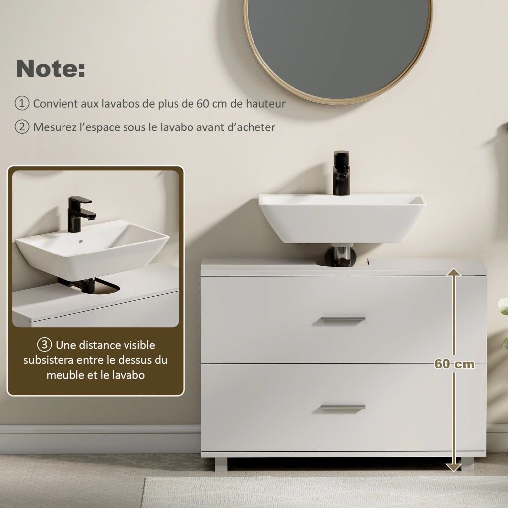 Mobiletto Sottolavabo con 2 Cassetti ¨C Minimal ¨C Bianco 80x30x60