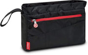 Tas da mano con organizzatore, borsa interna, cosmetico con cinturino, borsa per trucco, borsa da toeletta, 25 x 18,5 cm x 6 cm (nero)
