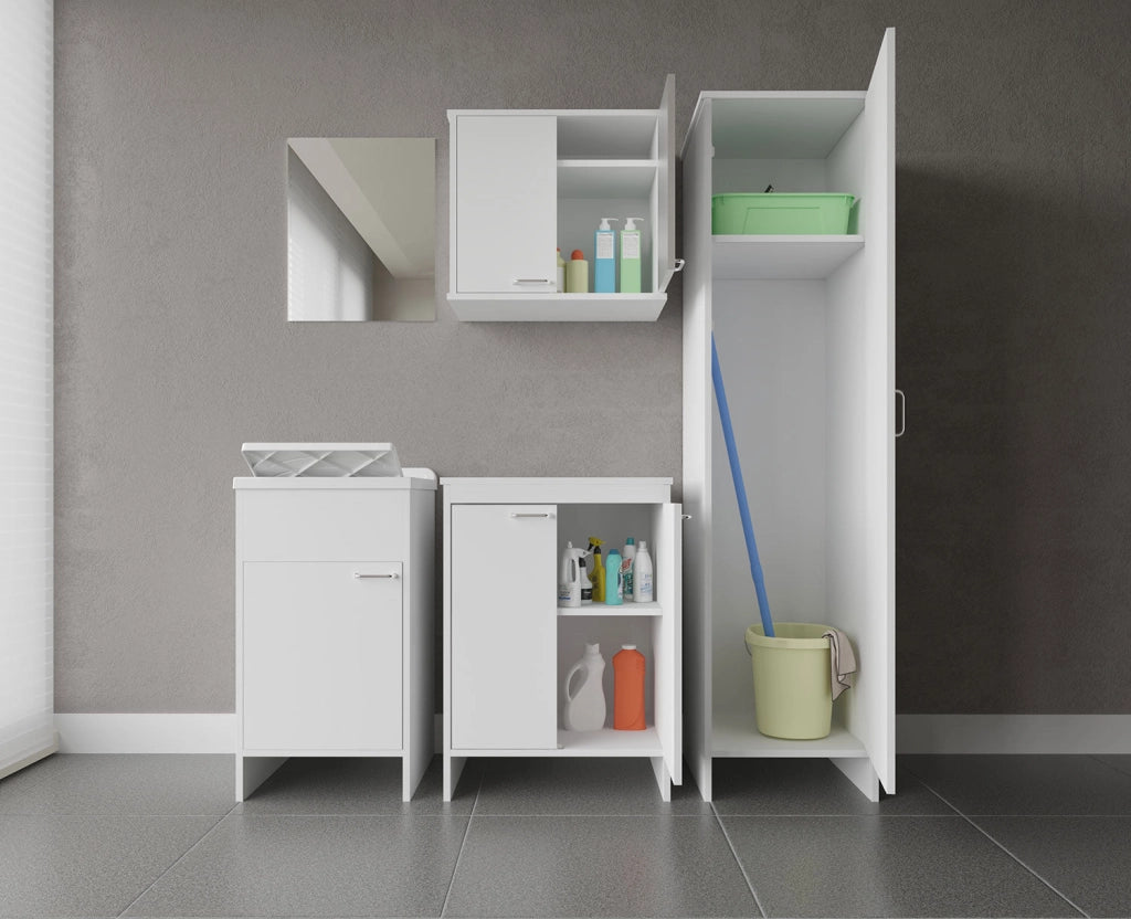 Mobile a Colonna Lavanderia da Esterno 46,5x49x182 cm in PVC Bianco