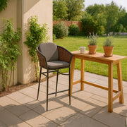 SINED Poltroncina Alta in Wicker e Alluminio Grafite Design Ergonomico Seduta in Resina Sintetica Intrecciata Cuscini Sfoderabili Modello ASTI POLTRONCINA-GIARDINO-ALTA-ASTI