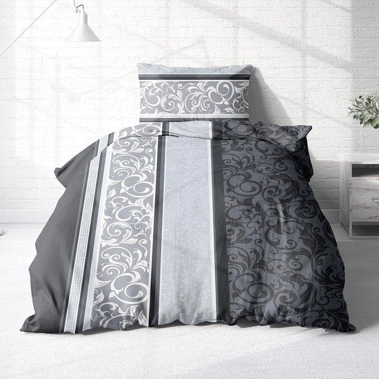 Coperta da letto, 135 x 200 cm, flanella, grigio argento, coperta da letto calda, flanella grigia con design argentato, coperta da letto di flanella 100% cotone