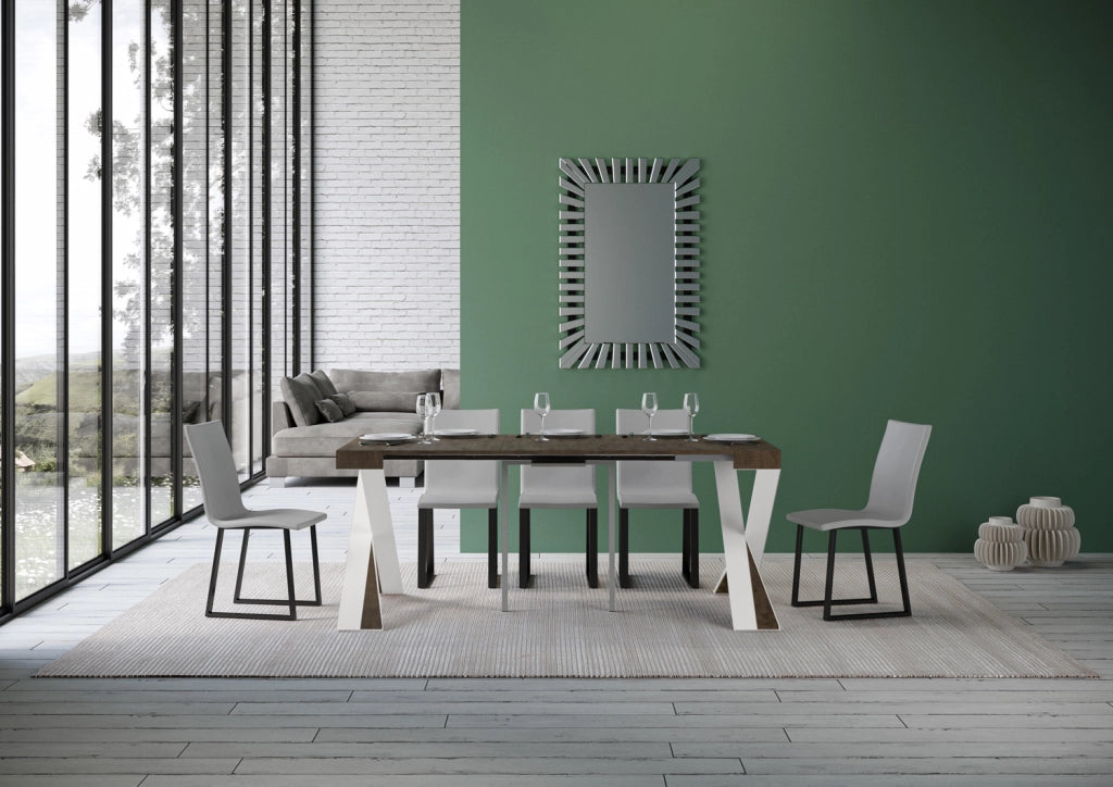 Consolle allungabile 90x40/196 cm Diagis Small Noce telaio Bianco
