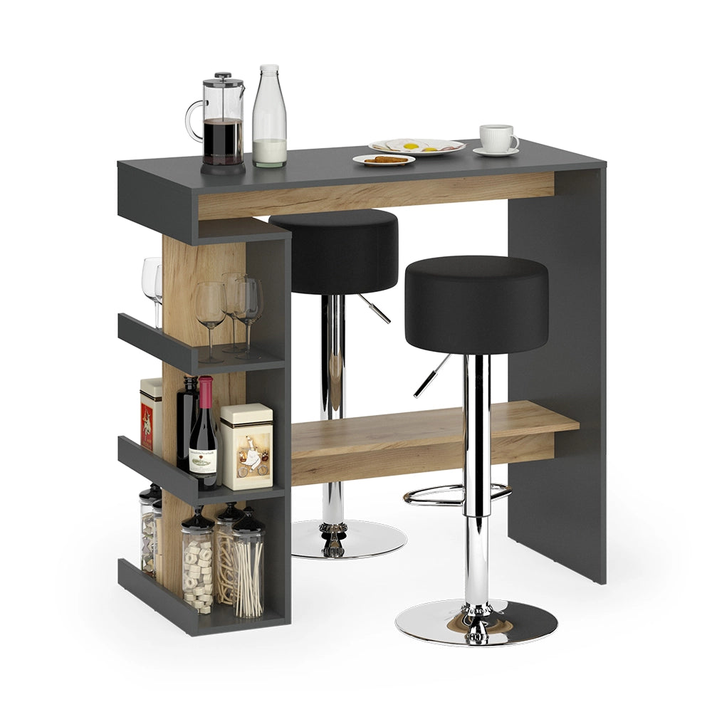 Vicco tavolo bar con sgabelli Antracite/quercia dorata 108 x 50 cm con 2 sgabelli da bar