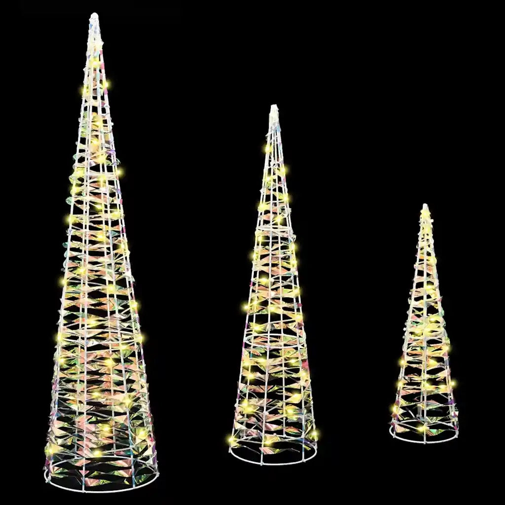 Albero di Natale 3 pz-Decorazioni natalizie Bianco caldo 20 x 20 x 80 cm PET 127727