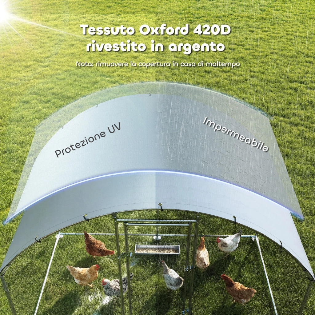 Pollaio per Galline da Esterno ¨C zephmum ¨C Acciaio Zincato Argento 280x170x190 cm
