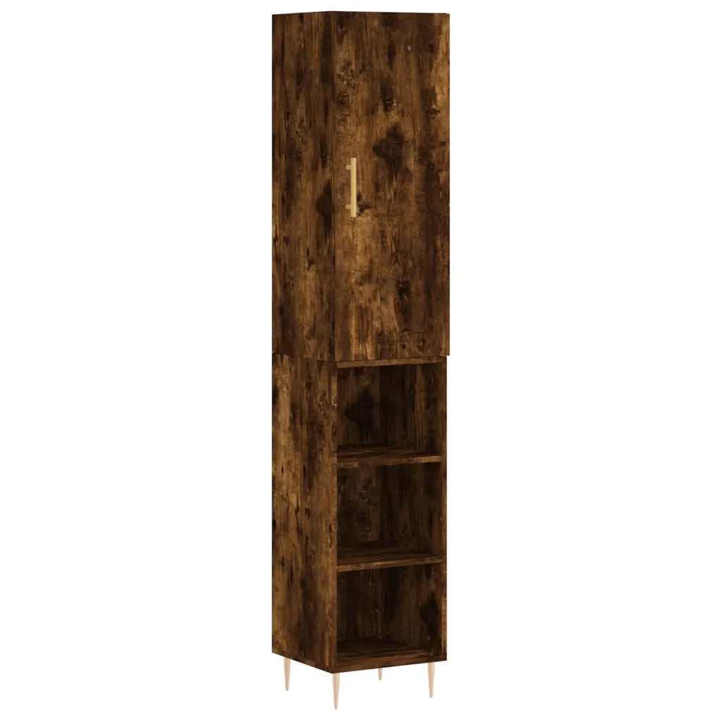 Credenza-Buffet-Armadio da cucina Rovere Fumo 34,5x34x180 cm in Legno Multistrato 562722