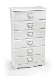 VINCY CASSETTIERA CON DECORO CUORE A 6 CASSETTI 55X30XH95 CM BIANCA