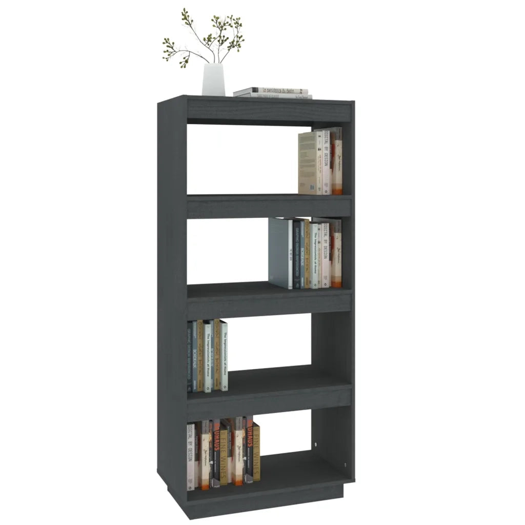 Libreria/Divisorio Grigio 60x35x135cm in Legno Massello di Pino 810871