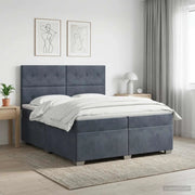 Letto box spring con materasso Grigio Scuro 200 x 200 cm 3455175