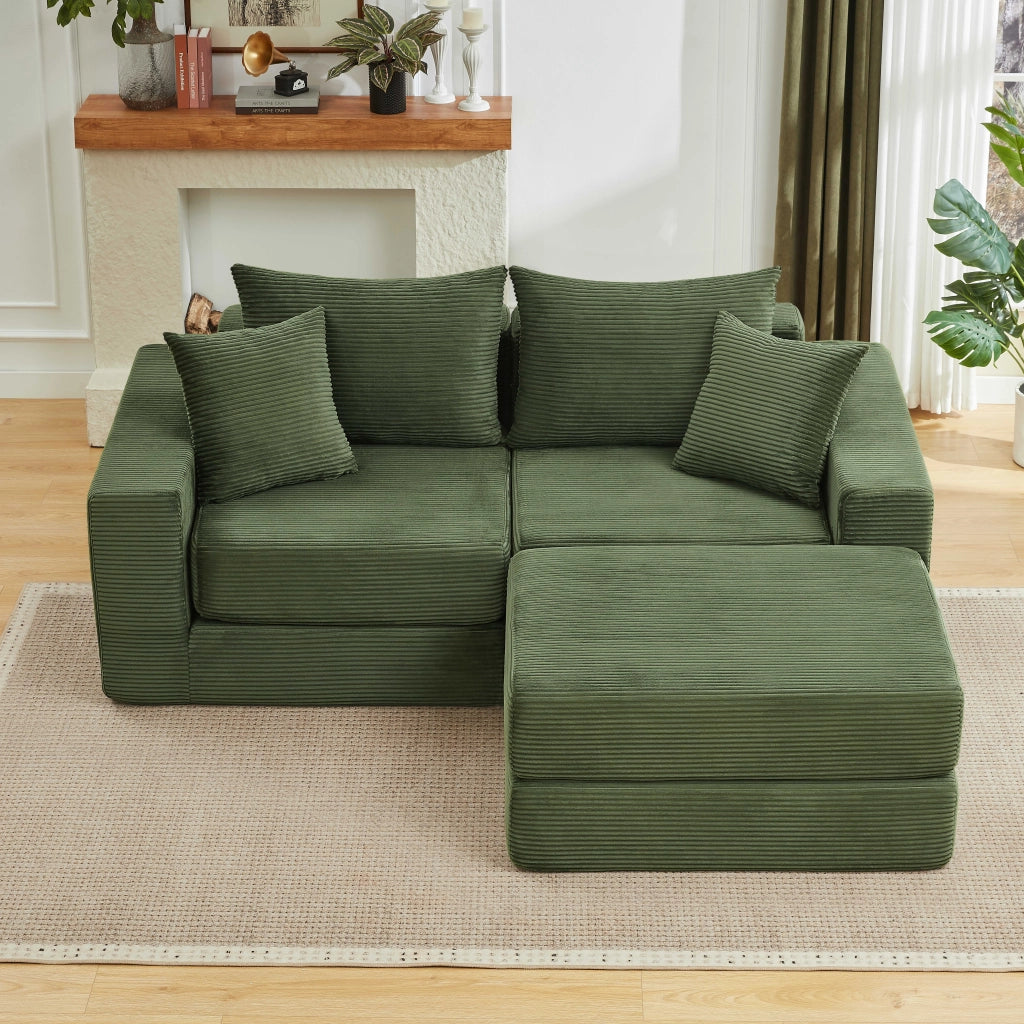 DIVANO Modulare 259,5x96x80 cm Verde in schiuma e molle