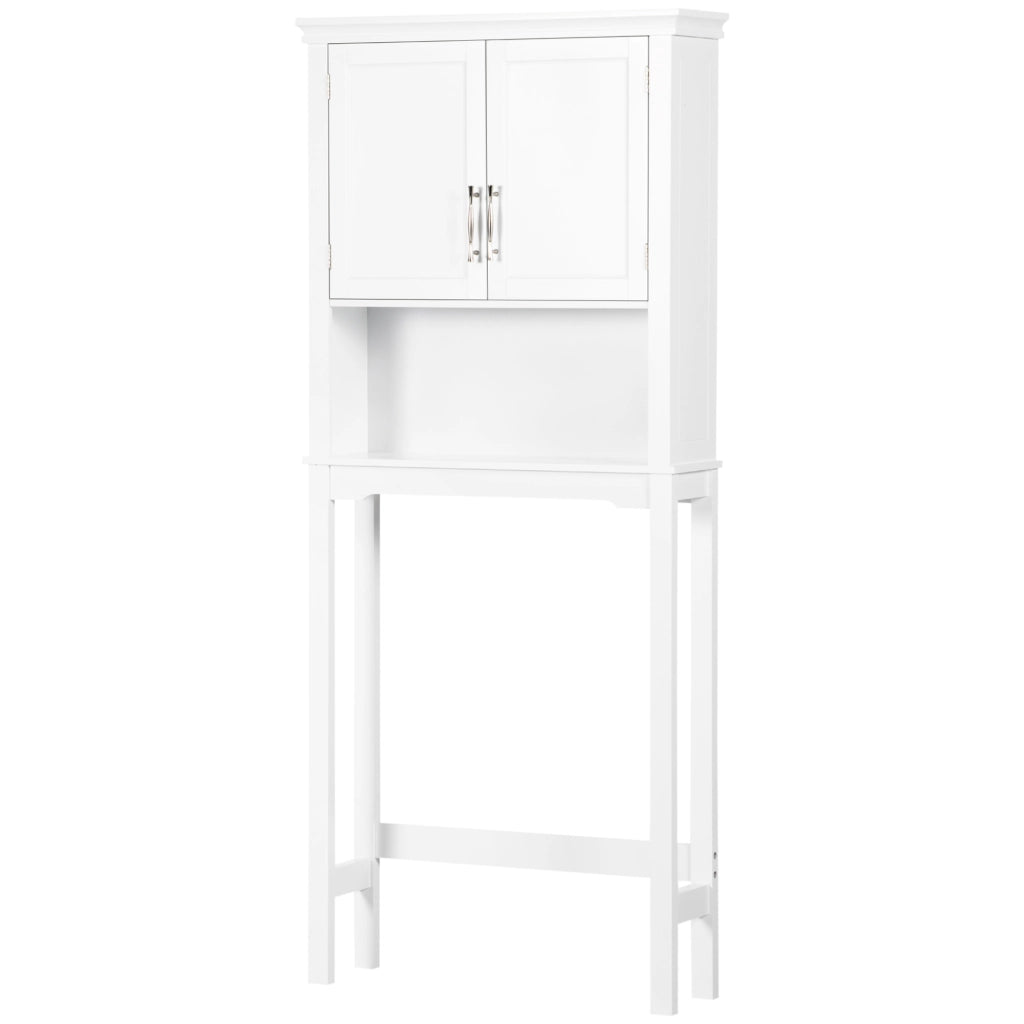 Mobile WC con armadietto doppia anta, ripiano regolabile e nicchia ¨C zephmum ¨C bianco 71x20.5x165 cm