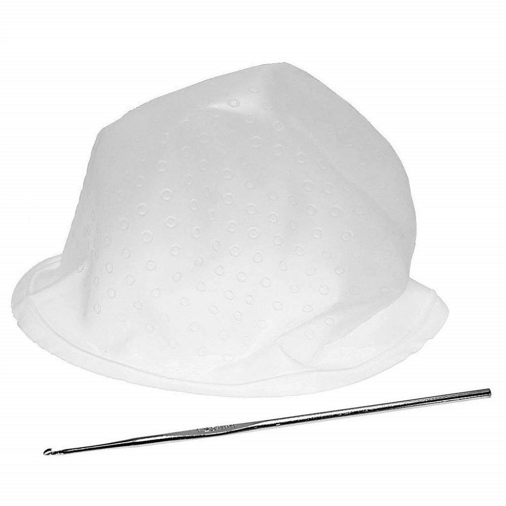 Trade Shop - Cuffia Forata Silicone Per Meches Colpi Luce Sole Con Uncinetto Tinta Parrucchiere -