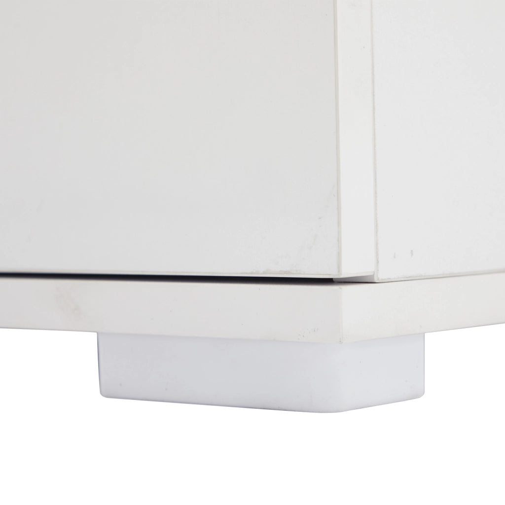 Vetrina a colonna con LED e una porta con 3 cassetti in MDF bianco con frontale lucido 60 × 35 × 180 cm