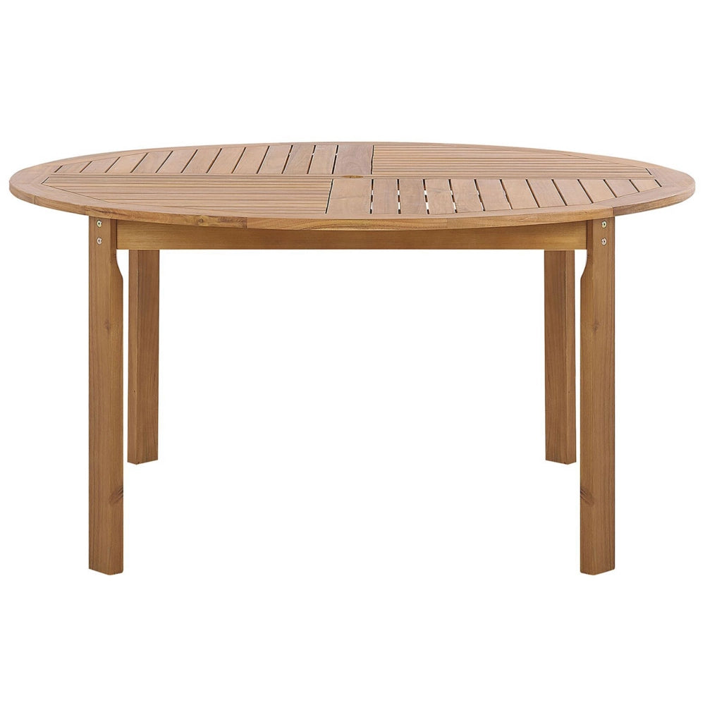 Set da pranzo da giardino in 6 posti Tavolo rotondo in legno di acacia chiaro pieghevoli con ombrellone