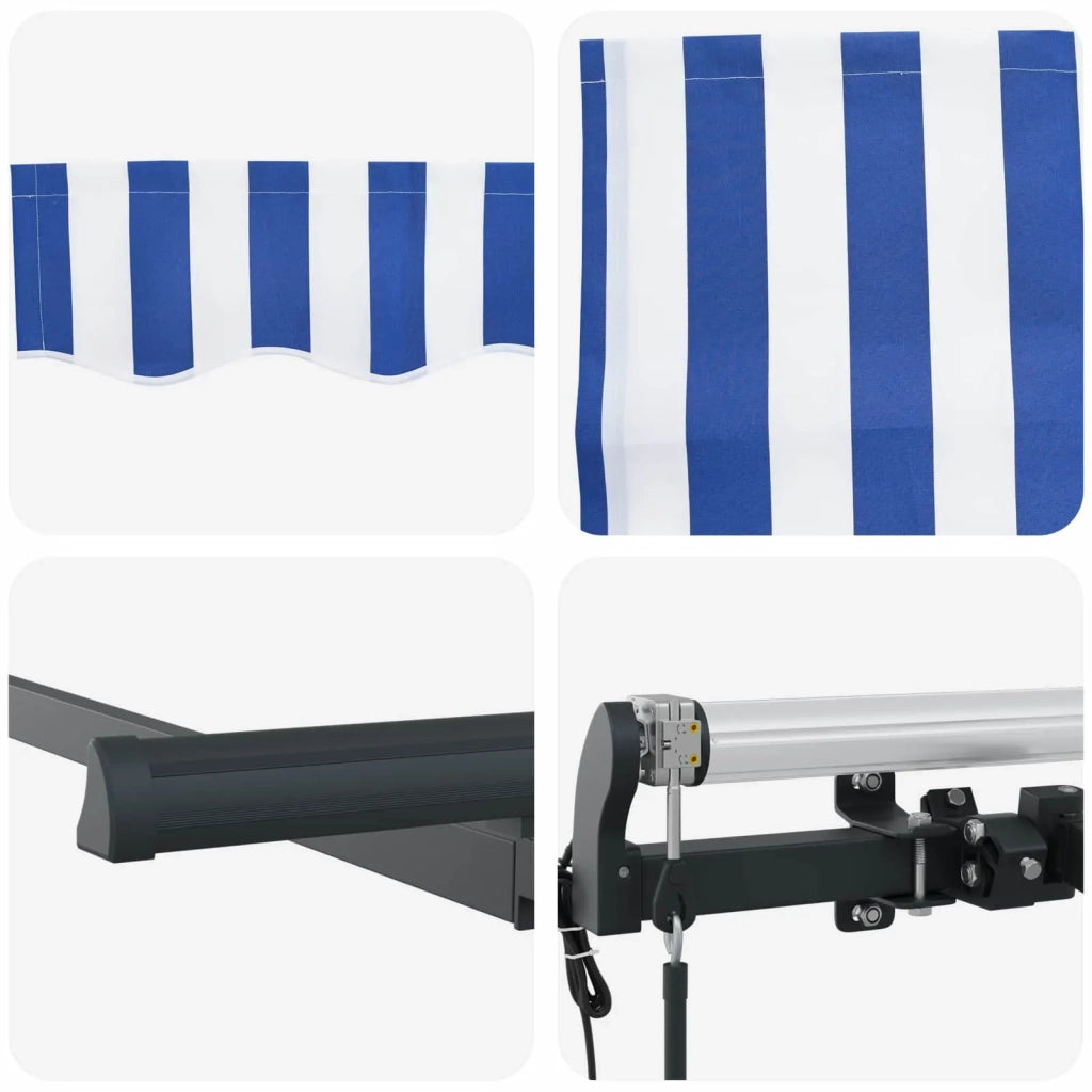 Tenda Retrattile Blu e Bianco 350 x 200 cm 3329636