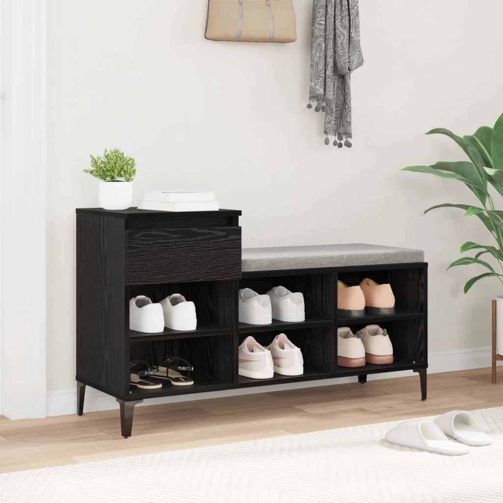 Mobile per scarpe con cassetto Rovere nero 102 x 36 x 60 cm