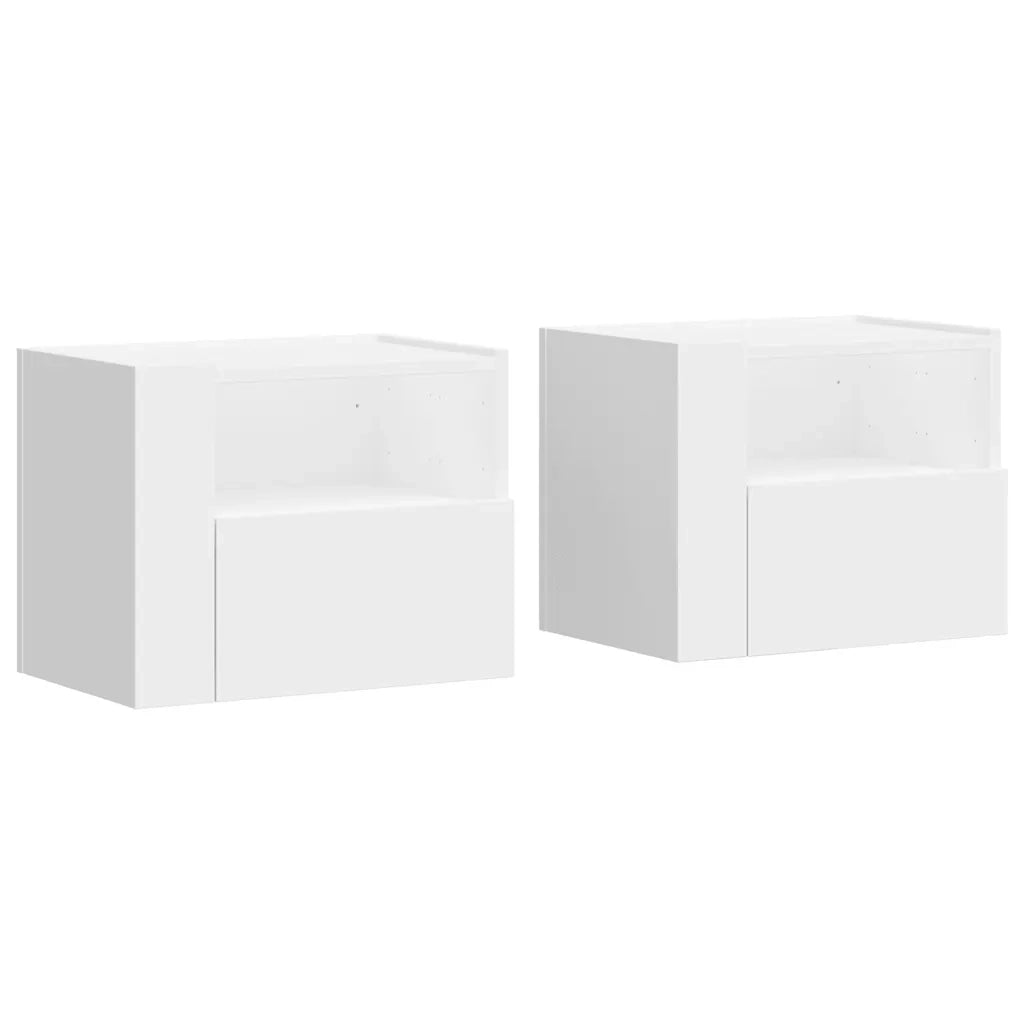 Comodini a Muro 2 pz Bianchi 45x30x35 cm