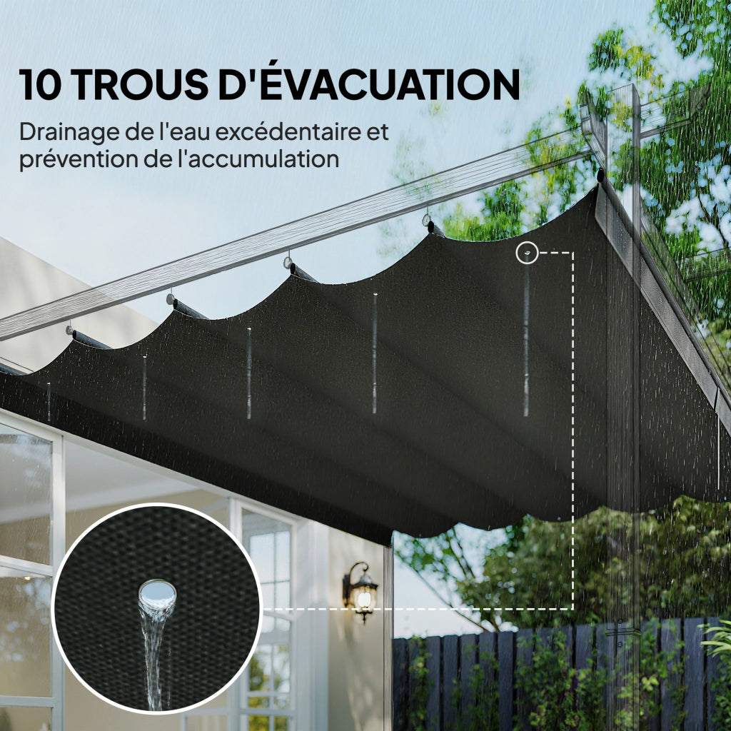 Telo per Pergola Retrattile 3x3 m ¨C zephmum ¨C 250x255 cm Grigio Scuro