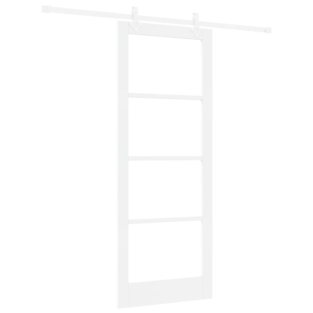Set di Porte Scorrevoli  con Kit di Hardware Bianco 83x211 cm Legno Massello di Pino