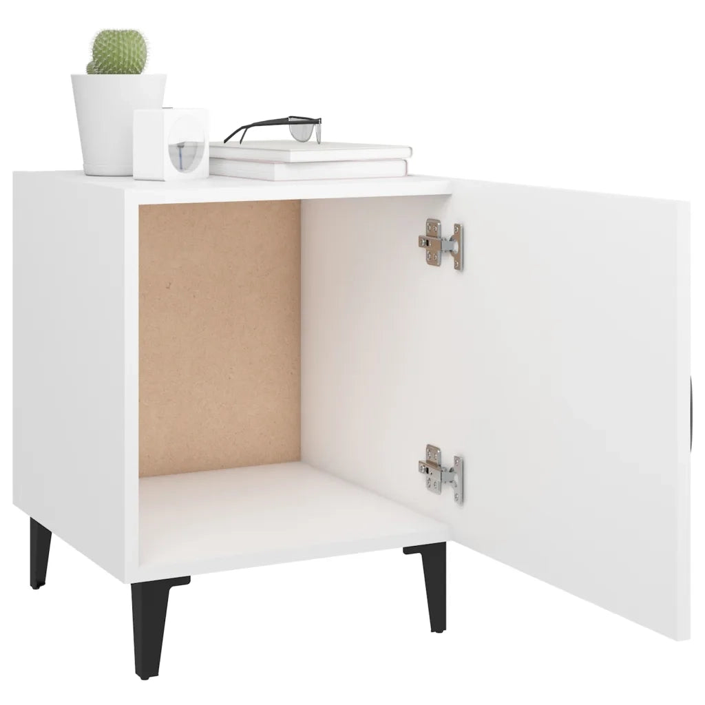 Comodini 2 pz-Set di 2 Tavolino da notte Bianchi in Legno Multistrato 217919