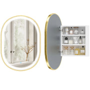 Armadietto da Bagno con Specchio e LED ¨C zephmum ¨C Dorato 50x14.5x70cm