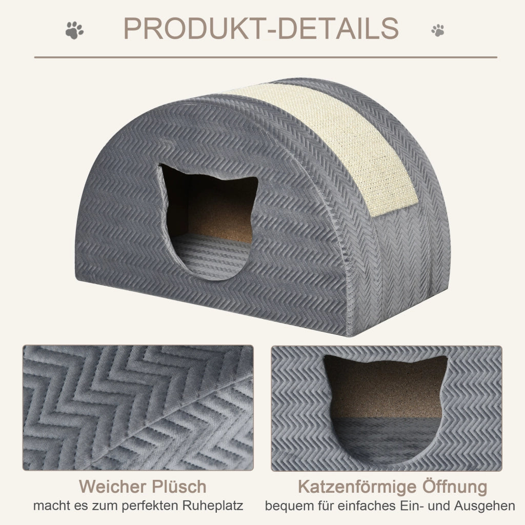 Cuccia per Gatti con Tiragraffi in Sisal ¨C Zephmum ¨C Grigio 48.5x30x30 cm