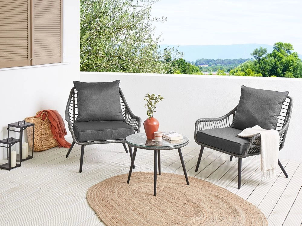 Set di copricuscini per esterni per seduta e schienale grigio scuro UV resistente stile minimalista