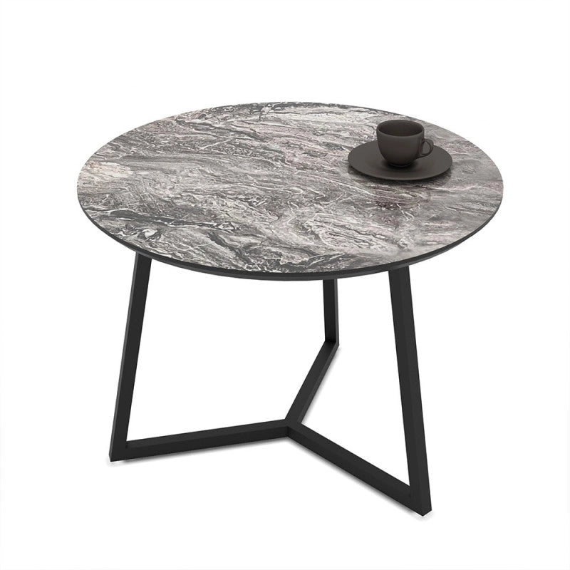 Tavolino da salotto Klint con piano effetto marmo nero arabesque e gambe nere