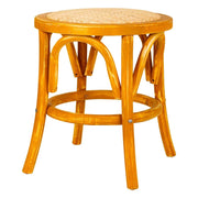 Sgabello in legno e seduta in rattan marrone d40x45h