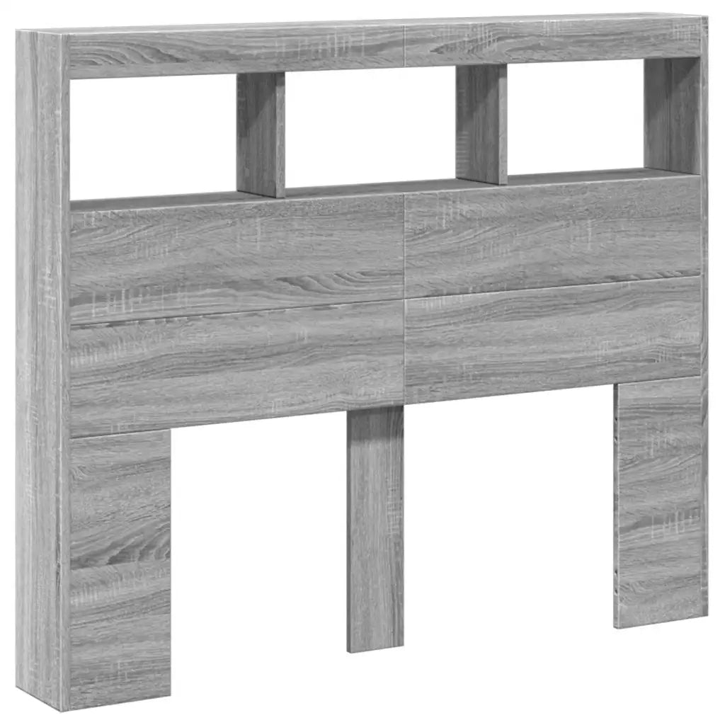 Testiera | Testata con Contenitore a LED Grigio Sonoma 120x17x102 cm