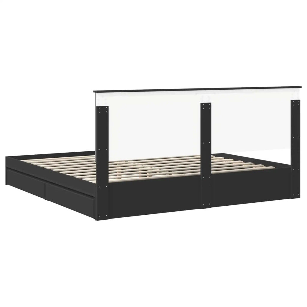 Letto con Contenitore Nero 200 x 200 cm Legno multistrato 3411174