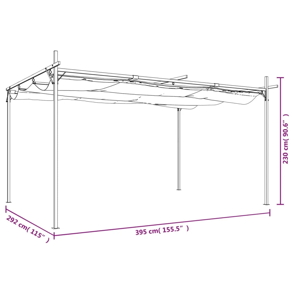 Pergola con Tetto Retrattile Antracite 395x292x230 cm 360119