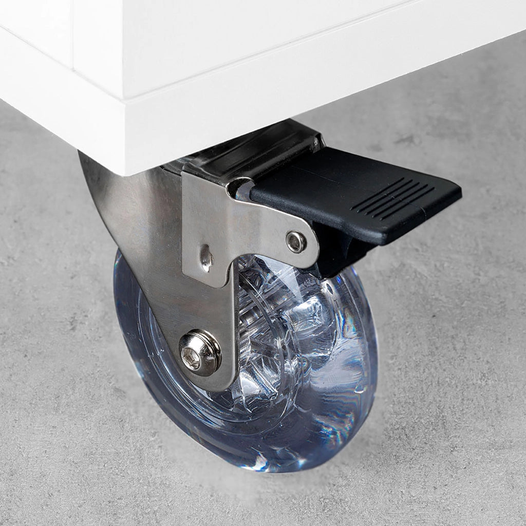Kit 4 Ruote Slip per Carrello Ø7,5 cm con Piastra di Montaggio in Acciaio Emuca Trasparenti