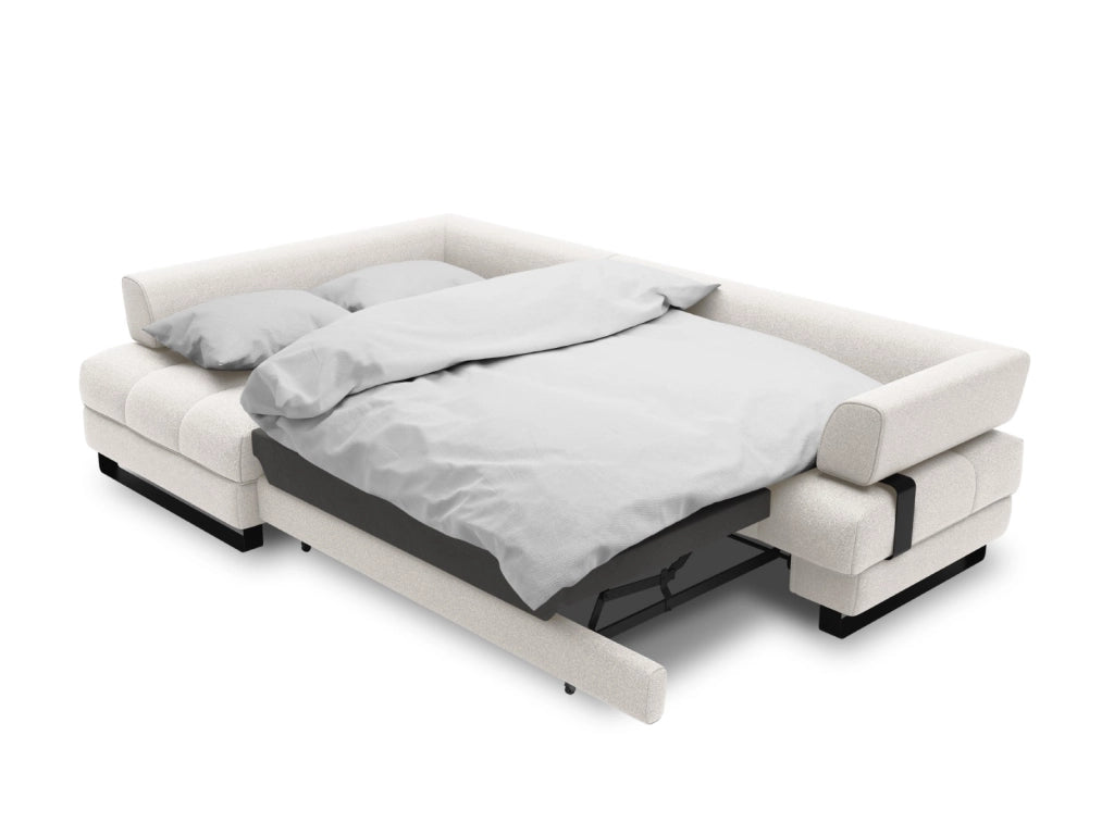 Cosmopolitan Design - Divano convertibile angolare sinistro con box "Clinton" 5 posti tessuto strutturato grigio chiaro