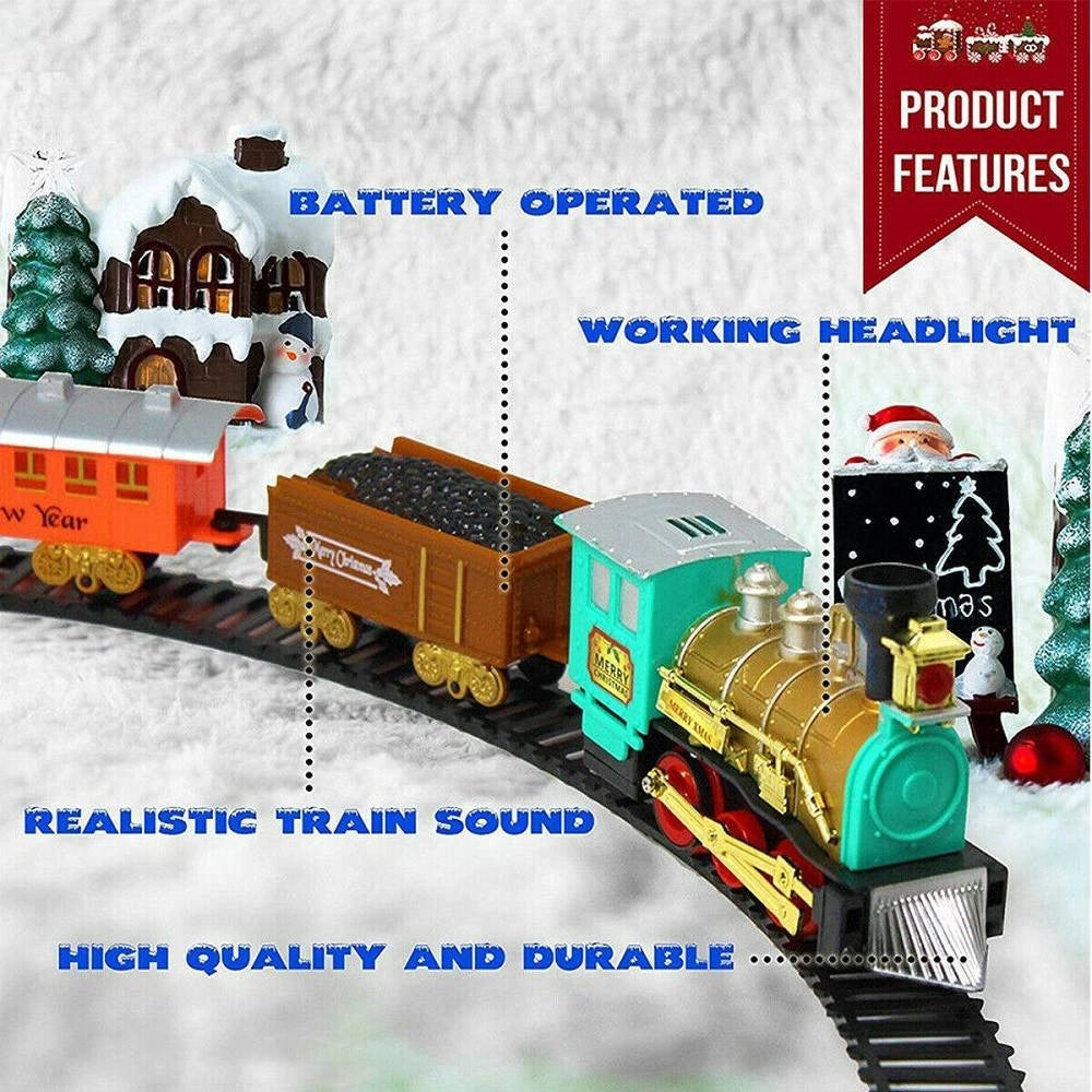 Trade Shop - Trenino Elettrico Di Natale Classico Con Luci E Suoni Diametro 60 Cm 11 Pz -