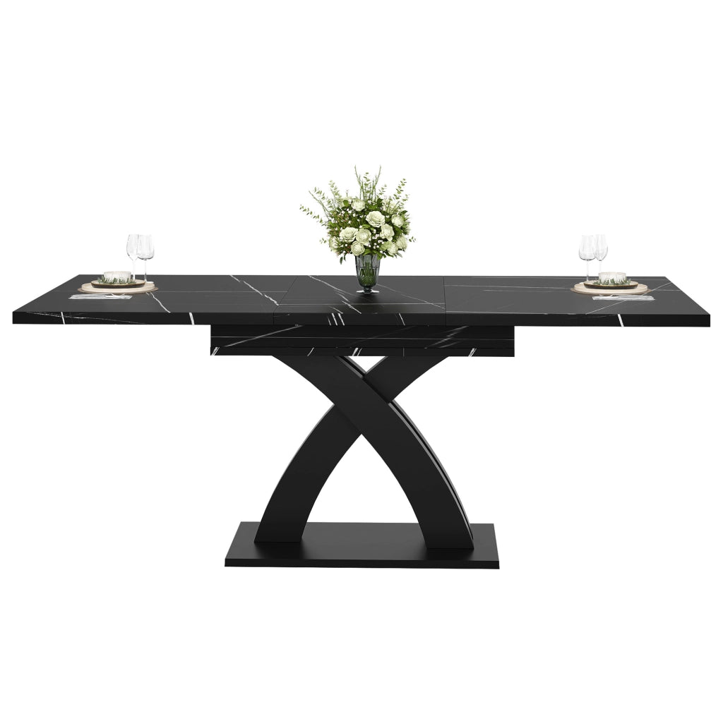 Tavolo da pranzo allungabile 120-160 x 80 cm in MDF e metallo nero