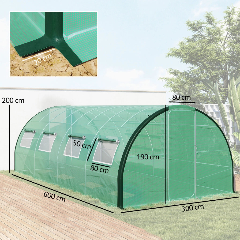 Serra Tunnel da Giardino ¨C Xylo ¨C 18 m2 8 Finestre 2 Porte PE Verde