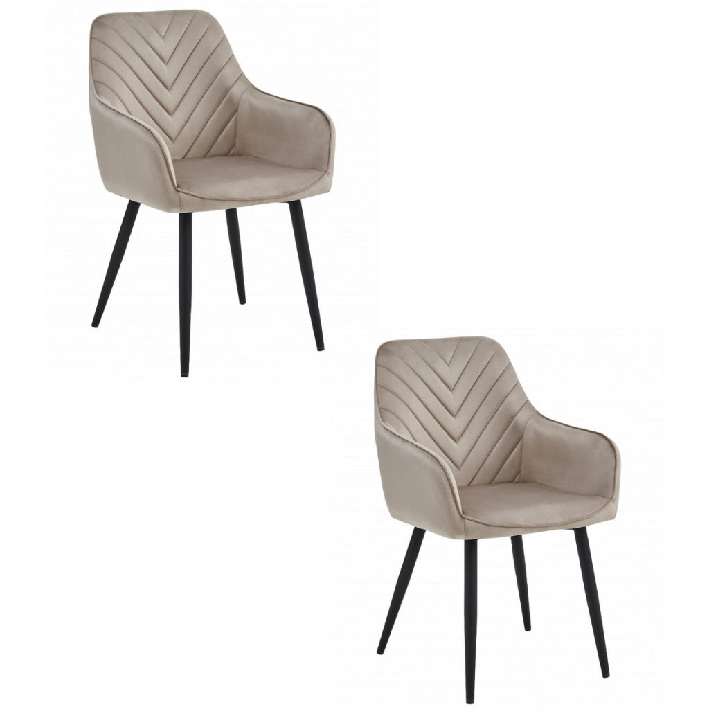 Set di 2 sedie Nana in velluto beige con gambe nere