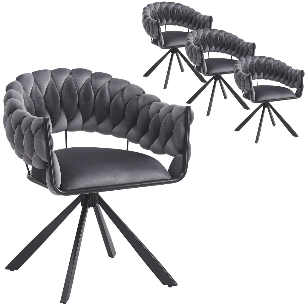 Sedia da Pranzo in Velluto con Gambe in Metallo ¨C MINIMAL ¨C Grigio, Set 4 Pezzi