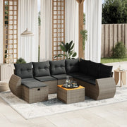 Set Divano da Giardino 8 pz con Cuscini Grigio in Polyrattan
