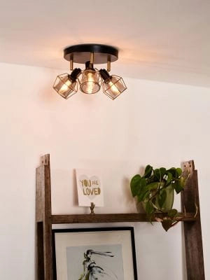 Plafoniera Lucide NILA nera 3 luci E14 Ø36cm metallo