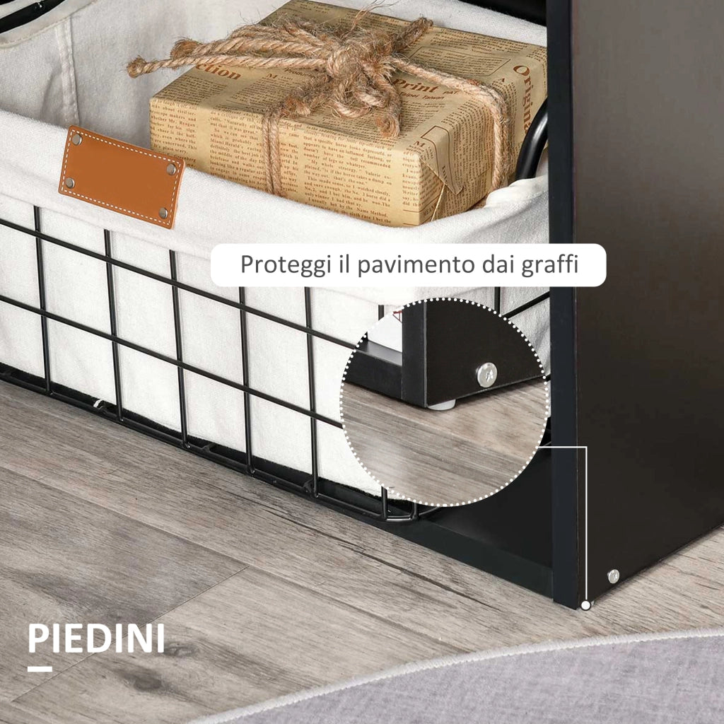 Scrivania PC in Legno con 6 Ripiani Portaoggetti Laterali, 120x55x120 cm, Nero