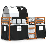 Letto singolo | Letto per adulti | Letto a Castello senza Materasso Bianco e Nero 90x200cm in Pino