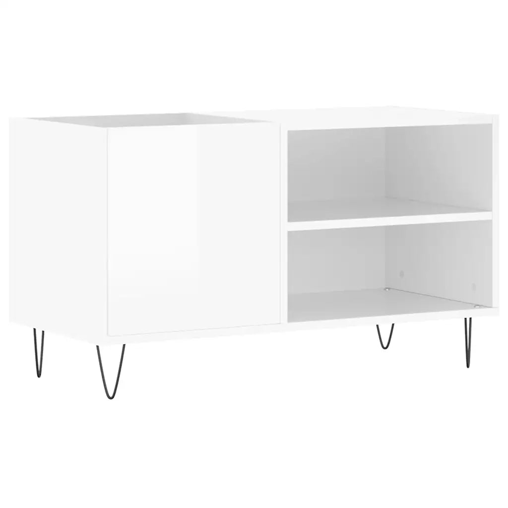 Mobile Porta Dischi Bianco Lucido 85x38x48 cm Legno Multistrato 831702