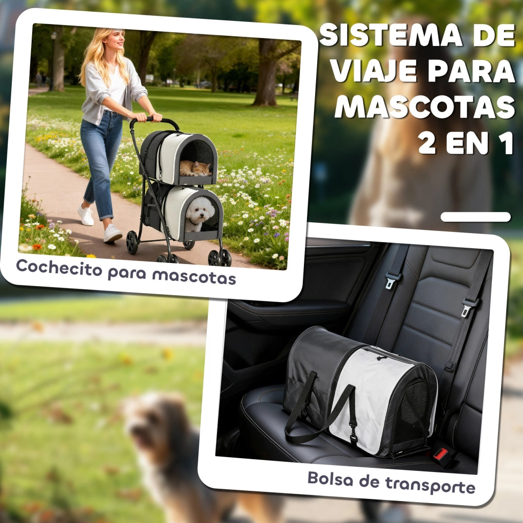Trasportino per Animali Domestici Pieghevole ¨C Zephmum ¨C Grigio 66x50x98cm