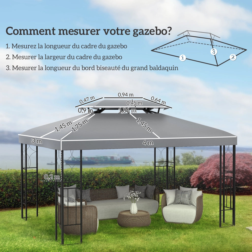 Tenda da giardino 3x4 m ¨C zephmum ¨C grigio chiaro polyester 180 g/m2