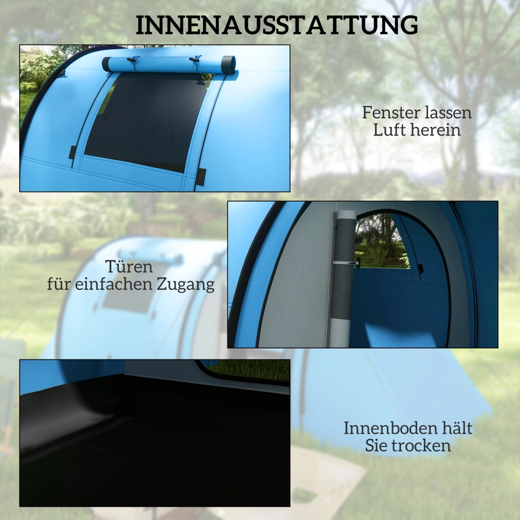 Tenda da campeggio per 3-4 persone ¨C zephmum ¨C Blu, impermeabile 3000mm