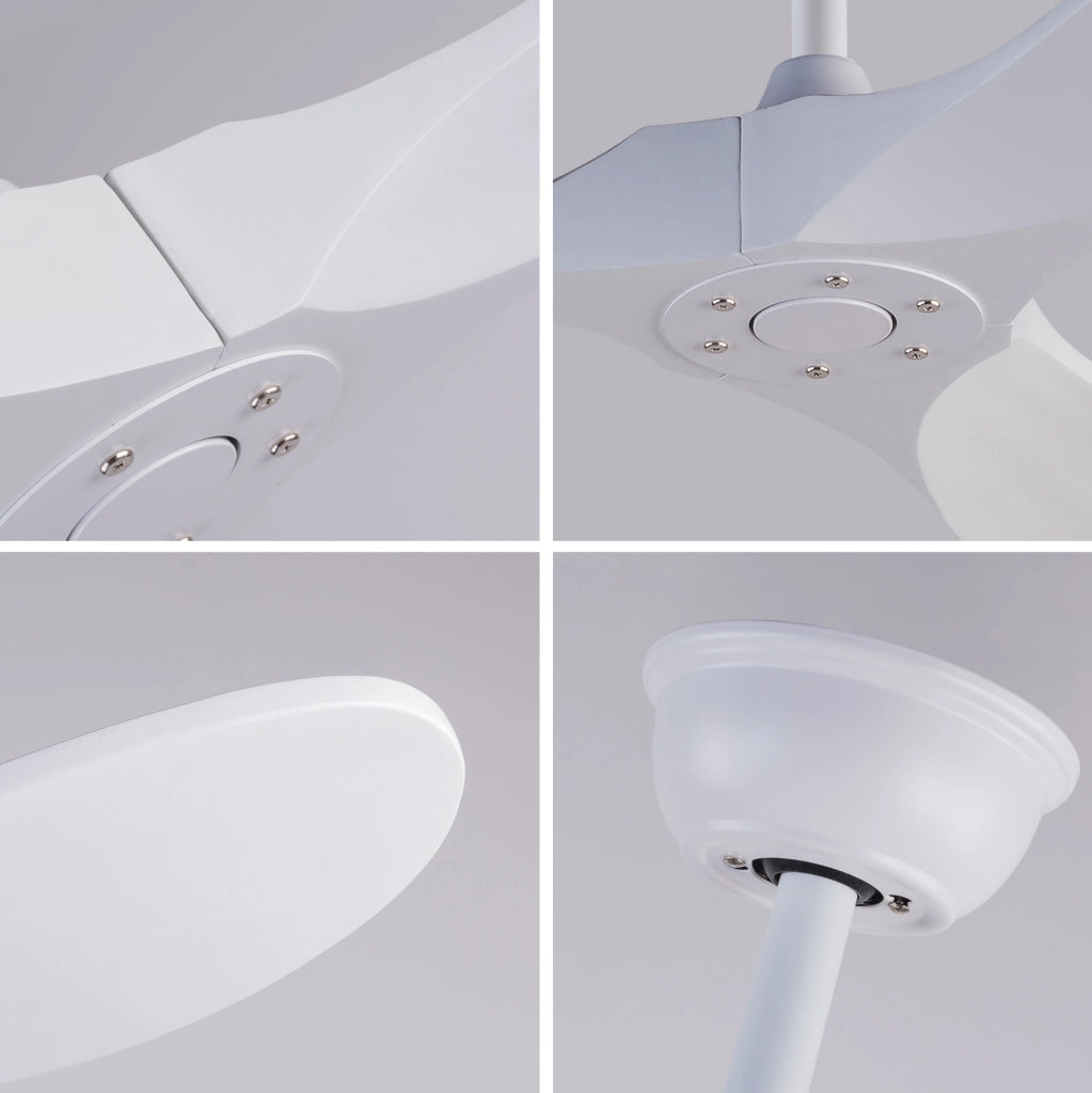 Ventilatore da soffitto 70 pollici bianco con 3 pale in legno; telecomando; senza luce