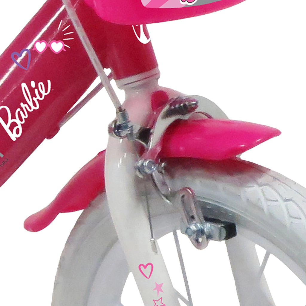 Bicicletta per Bambine 16" Barbie Freni Caliper e Stabilizzatori in Acciaio Hi-Ten Rosa